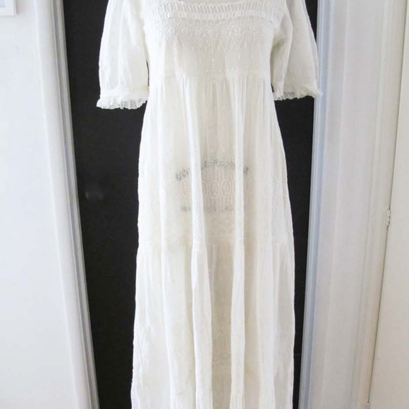 DÔEN Colline Dress Small White Voile Cotton Romantic Maxi Dress Lace Embroidered - Picture 6 of 9
